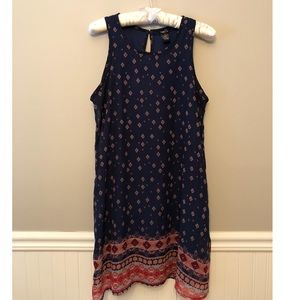 Navy Blue Patterned Dress - Size M